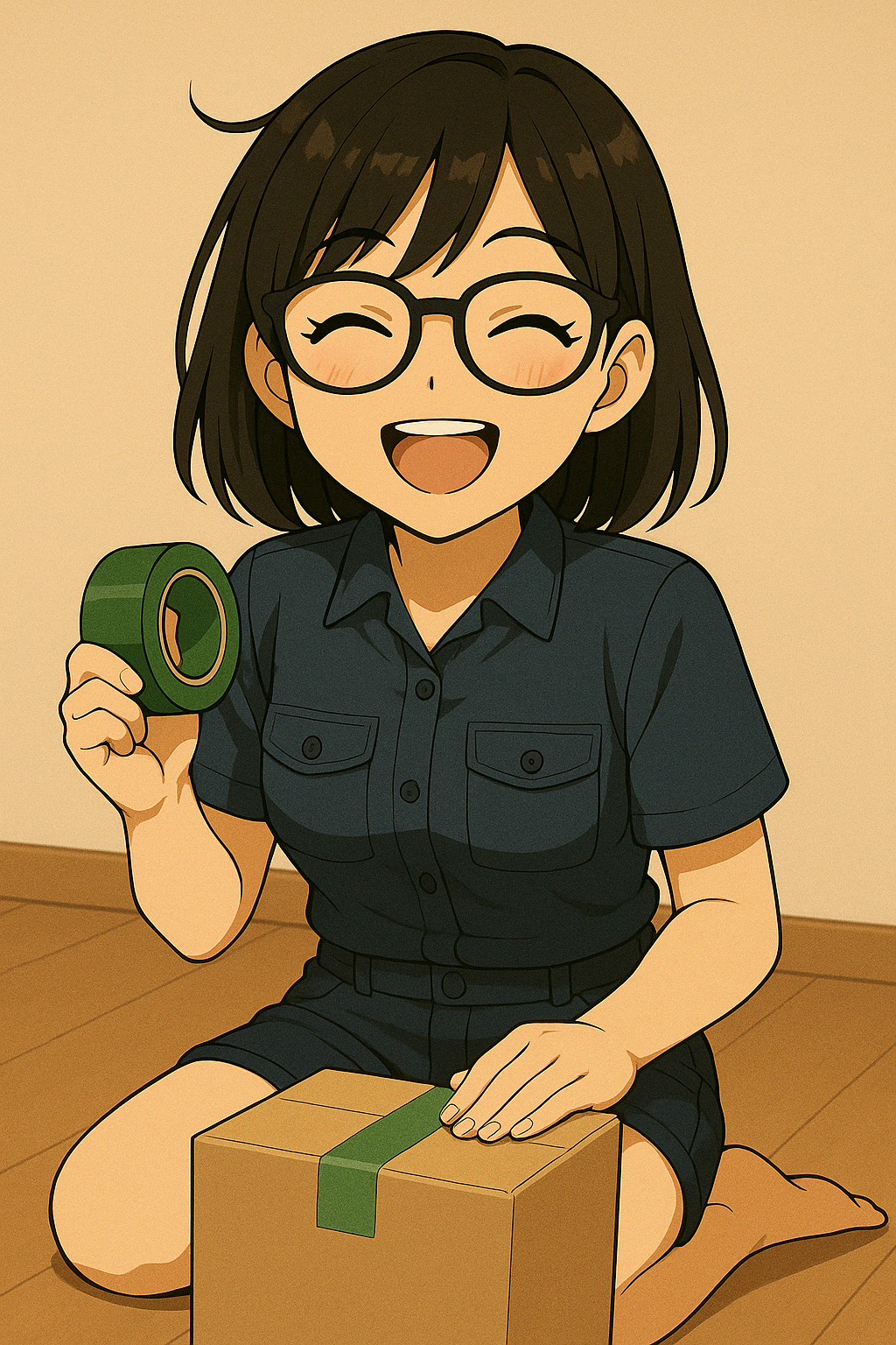 書籍の梱包ができたユイ
