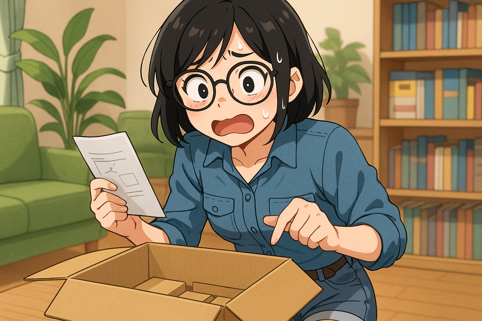 一部のパーツが足りないことに気づき焦るユイ
