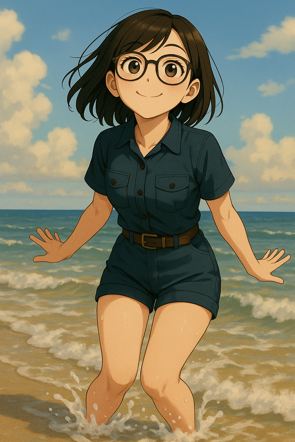 浜辺ではしゃぐユイ