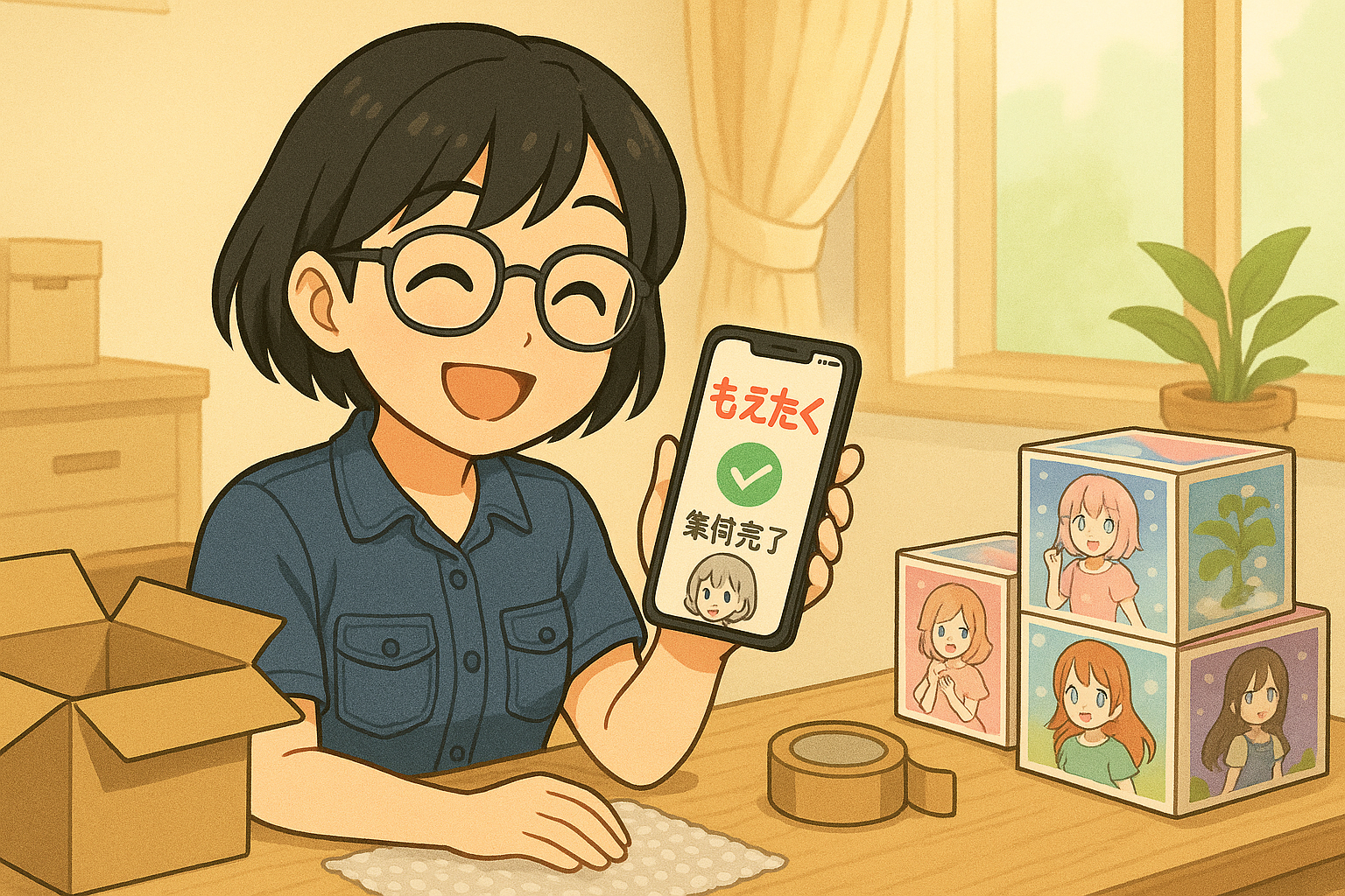 もえたくでの買取申し込みをてがるにできたと感動しているユイ